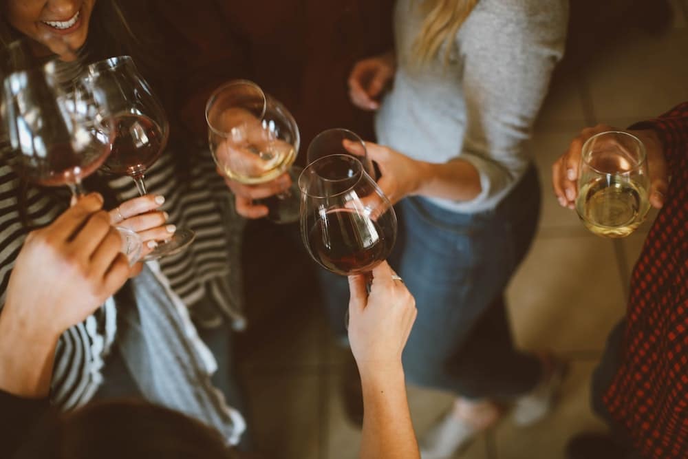 Women drinking wine