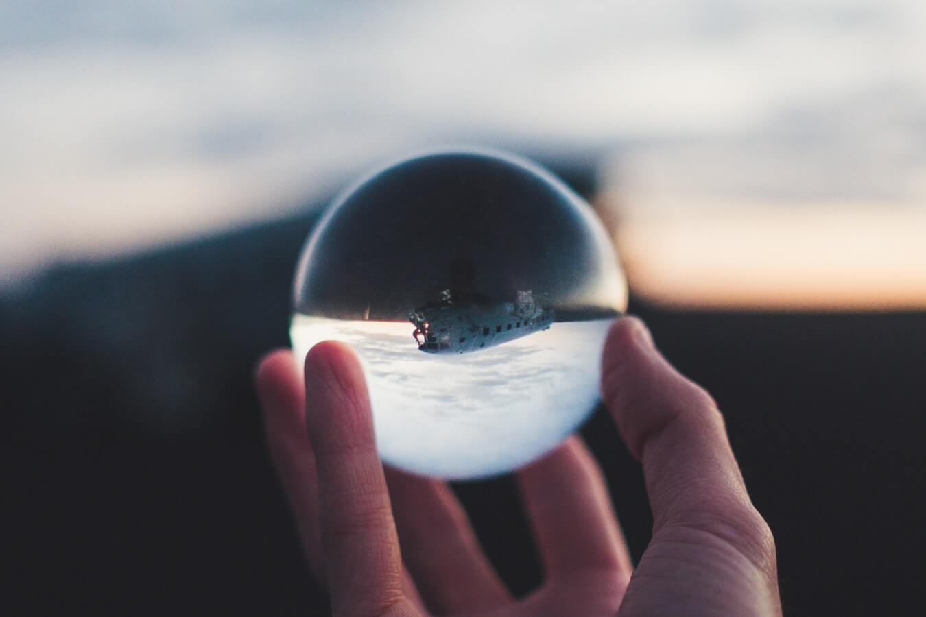 Upside down glass ball