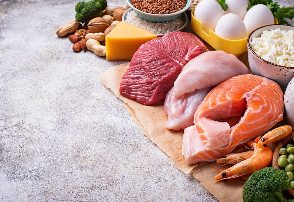 Keto foods like beef, chicken, salmon and eggs