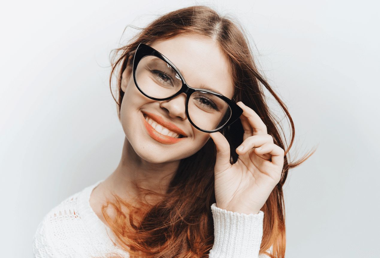 Smiling woman with glasses