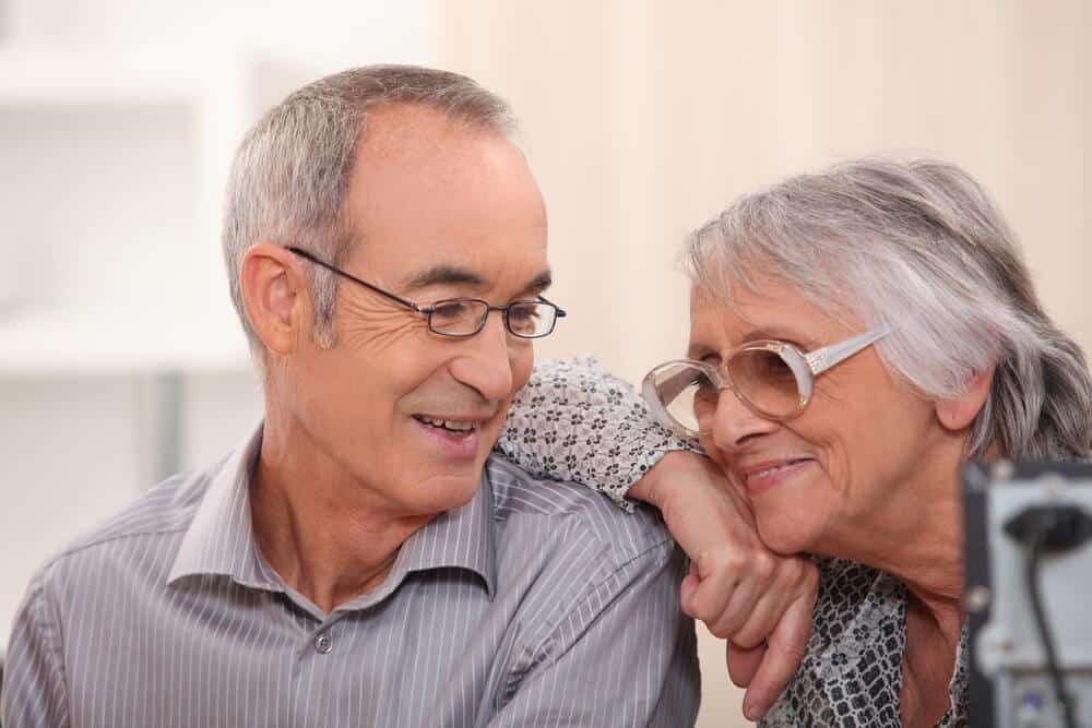 Elderly couple with glasses