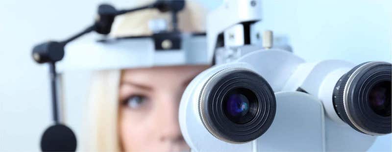 Woman having eye checks for laser eye surgery