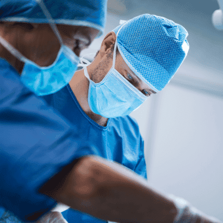 Surgeon working on a patient during eye surgery