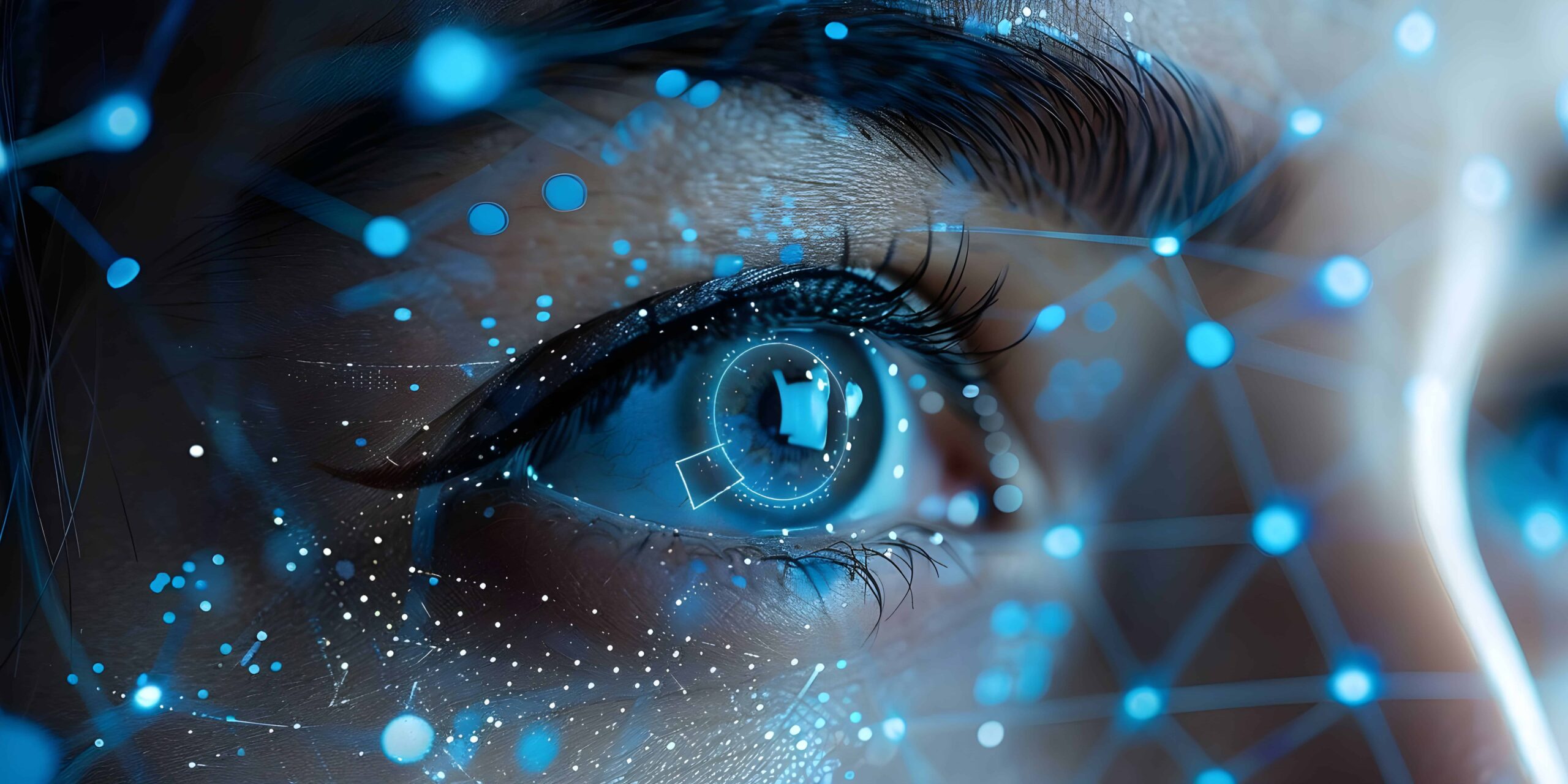 Woman's blue eye being scanned for verification